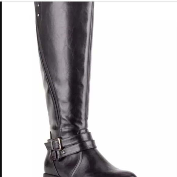 WANTED Bargen Tall Riding Boots Double Buckle Strap In Black 5.5 - Picture 6 of 6